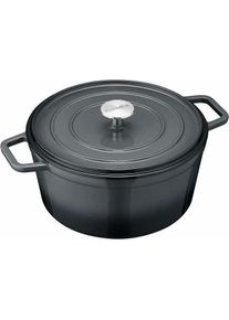 Berndes Bräter Cocotte B.IRON Gusseisen rund 26 cm 5 Liter schwarz INDUKTION, Pfanne + Kochtopf, Schwarz