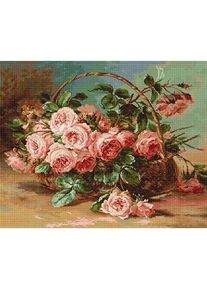 Luca S Stickset „Korb mit Rosen“, Handarbeitsset, Mehrfarbig