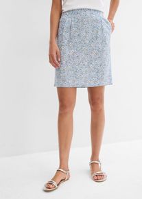 bonprix Mujer, Minifalda de viscosa fluida, azul, 40
