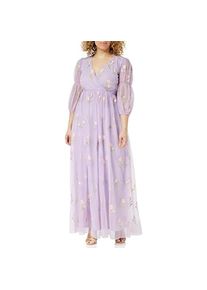 Frock and Frill, Damen, Kleider, Blumenbesticktes Abendkleid für Hochzeit und festliche Anlässe mit Pailletten, Violett, (40)