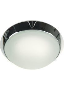 Niermann Stand By, Wandleuchte + Deckenleuchte, Niermann E14 Deckenleuchte satiniert Glas Klarrand, Chrom, 25cm, Made in Germany