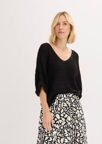 bonprix Mujer, Jersey de punto grueso de hilo, negro, 56/58