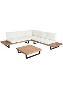 MCW Garten-Garnitur Schwarz, Braun, Cremeweiß , Holz , Gartenmöbel, Gartengarnituren, Gartenmöbel-Sets