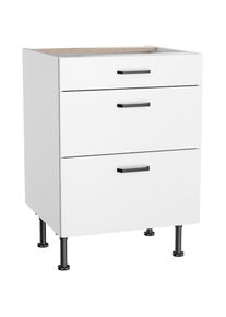 KOCHSTATION , Unterschrank »KS-Paula« 60 cm breit, 87 cm hoch, mit 1 Schubkasten, 2 Auszügen , weiß matt/weiß , weiß