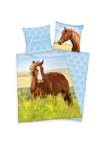 Herding's Young Collection Herding Young Collection , Kinderbettwäsche »Freedom« 2 Stk. tlg. mit Motiv , blau/grün , Obermaterial: 100% Baumwolle , B/L: 135 cm x 200 cm