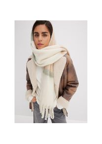 bonprix , Schal , beige/sesam/moosgrün gestreift