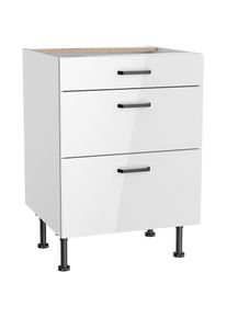 KOCHSTATION , Unterschrank »KS-Paula« 60 cm breit, 87 cm hoch, mit 1 Schubkasten, 2 Auszügen , weiß Glanz/weiß , weiß