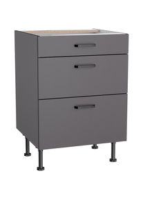 KOCHSTATION , Unterschrank »KS-Paula« 60 cm breit, 87 cm hoch, mit 1 Schubkasten, 2 Auszügen , anthrazit/anthrazit , anthrazit