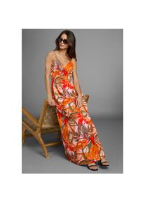 Laura Scott , Sommerkleid mit tropischem Druck & gesmokt-elastischem Einsatz , rot-tropisch , N-Gr , 44 -N-Gr , 44 , Maxikleid für einen femininen...