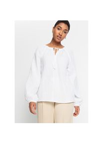 bonprix, Damen, Langarmbluse &raquo;Musselin-Bluse aus Baumwolle&laquo; Musselin-Bluse aus Baumwolle, wei&szlig;, 38, wei&szlig;, Oversize-Langarmbluse aus softem Musselin
