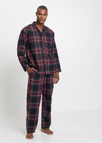 Flanellen pyjama met knoopsluiting - blauw - maat 56/58 (XL) - flanel - bonprix