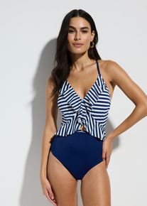 Badpak met volant - blauw - maat 40 - bonprix