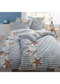 Dekbedovertrek met maritieme print - blauw - maat 135x200 cm - 100% katoen - bonprix