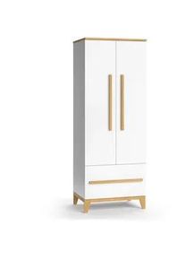 Vitalispa Kinderkleiderschrank Malia Weiß 70 x 186.8 cm , Weiß, Eichefarben , Holzwerkstoff , Rechteckig , 70x186.8x53.4 cm , Babymöbel & Kindermöbel, Babyzimmer, Babyregale & Kinderregale