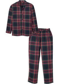 Pyjama aus weichem Flanell mit Knopfleiste, blau, Größe 44/46 (S), Flanell, bonprix