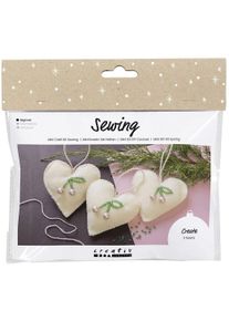 Creativ Company Bastelset Nähen Herzen, Handarbeitsset, Beige