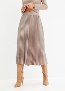 Pliss&eacute;e-Rock aus feinem Satin, grau, Gr&ouml;&szlig;e 46, Satin, bonprix