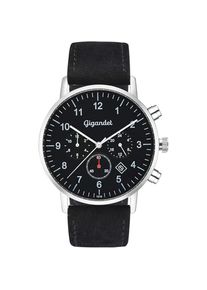 Gigandet, Armbanduhr, Elegantes Herrenanaloguhrwerk mit zweiter Zeitzone und Lederarmband, Schwarz, (Analoguhr)