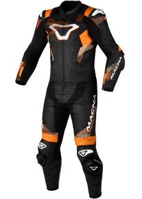 Macna Armadyl, leather suit 2pcs. perforated , color: Black/Orange/White , size: 46