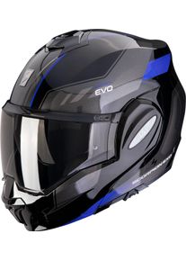 Scorpion EXO-Tech Evo Socius, capacete modular , cor: Preto/Cinzento Escuro/Azul Escuro , tamanho: XXL