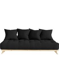 KARUP Slaapbank Senza, sofa, met futonmatras, minimalistisch, massief grenenhout bedden maat Katoenmix zwart