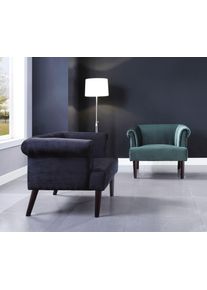 ATLANTIC HOME COLLECTION Fauteuil Charlie Loungestoel met golfvoet fauteuils maat Samtvelours zwart