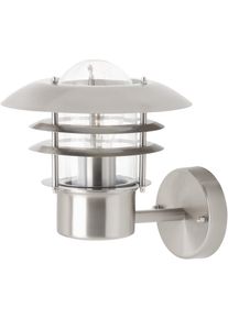 BRILLIANT LEUCHTEN Wandlamp voor buiten TERRENCE 25 cm hoogte, &oslash; 22 cm, e27, voordeurverlichting, metaal/glas, edelstaal buitenlampen zilver(kleur)