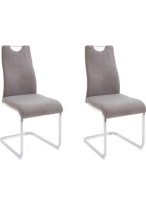 Home Affaire Eetkamerstoel Milano (2 of 4 stuks), bekleding in microvezel of koord, sledestoel (set) 4 poot stoelen maat Microvezel vintage grijs