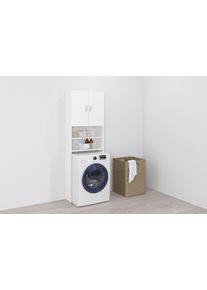 FMD Kast voor wasmachine Olbia met veel opbergruimte, 2 open vakken, in hoogte verstelbare legplanken ombouwkasten wit