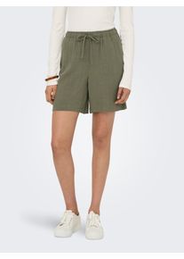 Only Short ONLSIESTA MW PULL-UP LIN BL SHORTS NOOS loose fit, jersey, viscosemix, elastische band, effen dames korte broeken maat M (38) groen