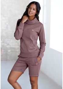 Bench. Loungewear Lang sweatshirt met staande kraag in laagjeslook en kangoeroezak, loungewear dames loungewear maat 52/54 paars