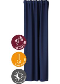 HOMING Gordijn Galdin Verduisteringsgordijn, ondoorzichtig, thermo, energiebesparend (1 stuk) kant & klaar gordijnen maat 1 blauw