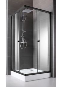 Welltime Hoekdouchecabine Trento Nero met variabel verstelbereik, doucheafscheiding met schuifdeuren douchecabines zwart