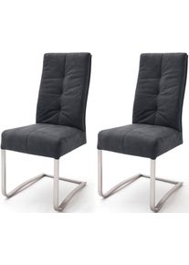 MCA furniture Eetkamerstoel Salva sledestoel 1 met pocketvering, belastbaar tot max. 120 kg (2 stuks) 4 poot stoelen maat Microvezel zwart