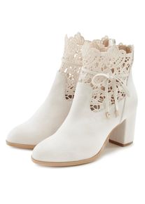 Lascana Highheel-laarsjes met modieuze punt en comfortabele blokhak, enkellaars, laars dames elegante laarsjes maat 42 beige