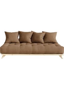 KARUP Slaapbank Senza, sofa, met futonmatras, minimalistisch, massief grenenhout bedden maat Katoenmix bruin