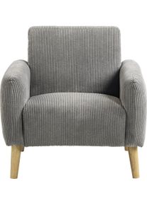 ATLANTIC HOME COLLECTION Fauteuil Moby met binnenvering, kleine zak en moderne ribfluwelen bekleding fauteuils maat Cord grijs