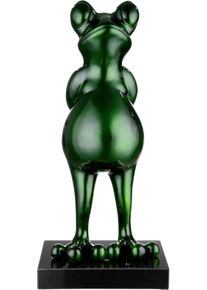 Casablanca by Gilde Dierfiguur Sculptuur Frog op marmeren voetstuk (1 stuk) beelden & sculpturen groen