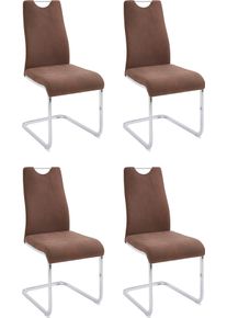 Home Affaire Eetkamerstoel Milano (2 of 4 stuks), bekleding in microvezel of koord, sledestoel (set) 4 poot stoelen maat Microvezel vintage bruin
