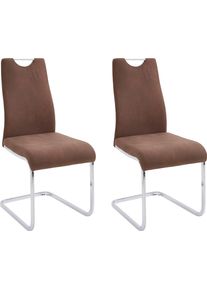 Home Affaire Eetkamerstoel Milano (2 of 4 stuks), bekleding in microvezel of koord, sledestoel (set) 4 poot stoelen maat Microvezel vintage bruin