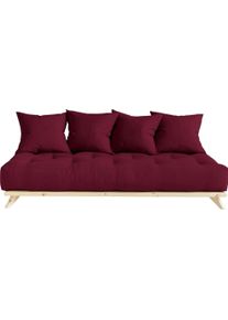 KARUP Slaapbank Senza, sofa, met futonmatras, minimalistisch, massief grenenhout bedden maat Katoenmix rood