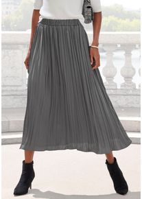 Lascana Maxirok met plissé-vouwen, edel glanzend materiaal dames maxirokken maat 34 grijs