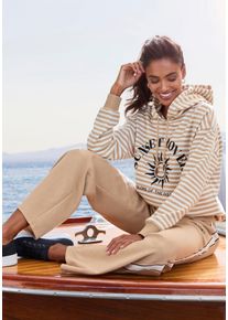 H.I.S. H.I.S Loungebroek van zachte sweatstof met zijstrepen dames loungewear maat 32/34 beige