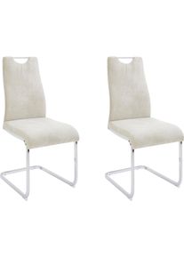 Home Affaire Eetkamerstoel Milano (2 of 4 stuks), bekleding in microvezel of koord, sledestoel (set) 4 poot stoelen maat Microvezel vintage wit