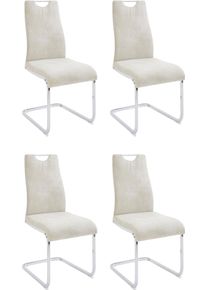 Home Affaire Eetkamerstoel Milano (2 of 4 stuks), bekleding in microvezel of koord, sledestoel (set) 4 poot stoelen maat Microvezel vintage wit