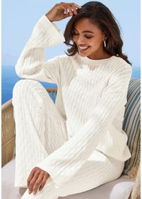 French Connection Gebreide trui modern kabelpatroon dames loungewear maat 32/34 beige