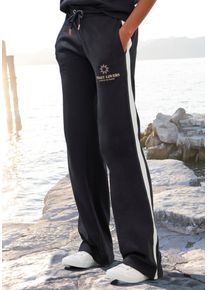 H.I.S. H.I.S Loungebroek van zachte sweatstof met zijstrepen dames loungewear maat 32/34 zwart