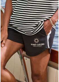 H.I.S. H.I.S Sweatshort met tunnelkoord en print dames shorts & bermuda's maat 32/34 zwart