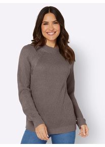 Classic Basics Trui met staande kraag Trui met lange mouwen dames truien met opstaande kraag maat 48 bruin