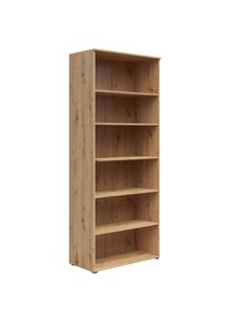 Regal, Eiche Artisan, Kunststoff, 5 F&auml;cher, 80x195x40 cm, FSC Mix, Typenauswahl, Beim&ouml;bel erh&auml;ltlich, stehend, Wohnzimmer, Regale, B&uuml;cherregale